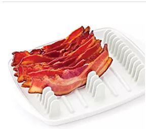 Microwave Bacon Cooker 9.5x7.8in Round Microwave Bacon Tray Silicone Pan For Oven With Dual Handle Heat Resistant Grooved Cooker For Home